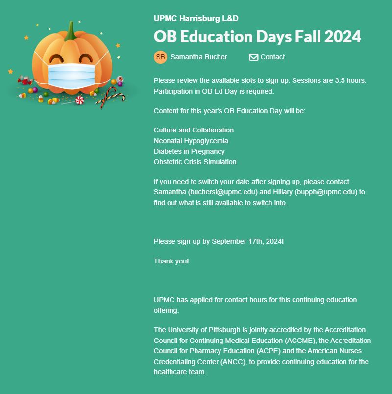 OB Education Day Fall 2024, 10.1.24 AM UPMC Center for Continuing